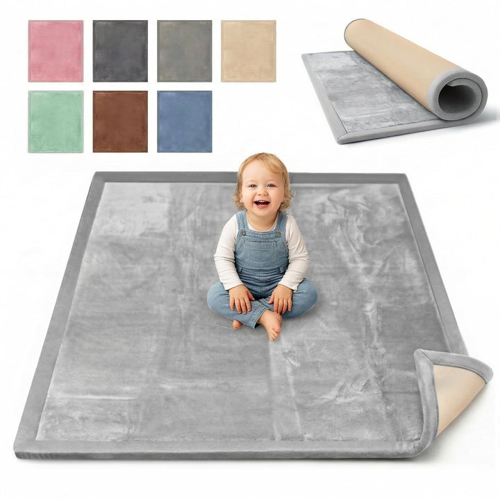 Krabbelmatte Baby Schaumstoff 180x200cm 3cm Dick Rutschfest Grau