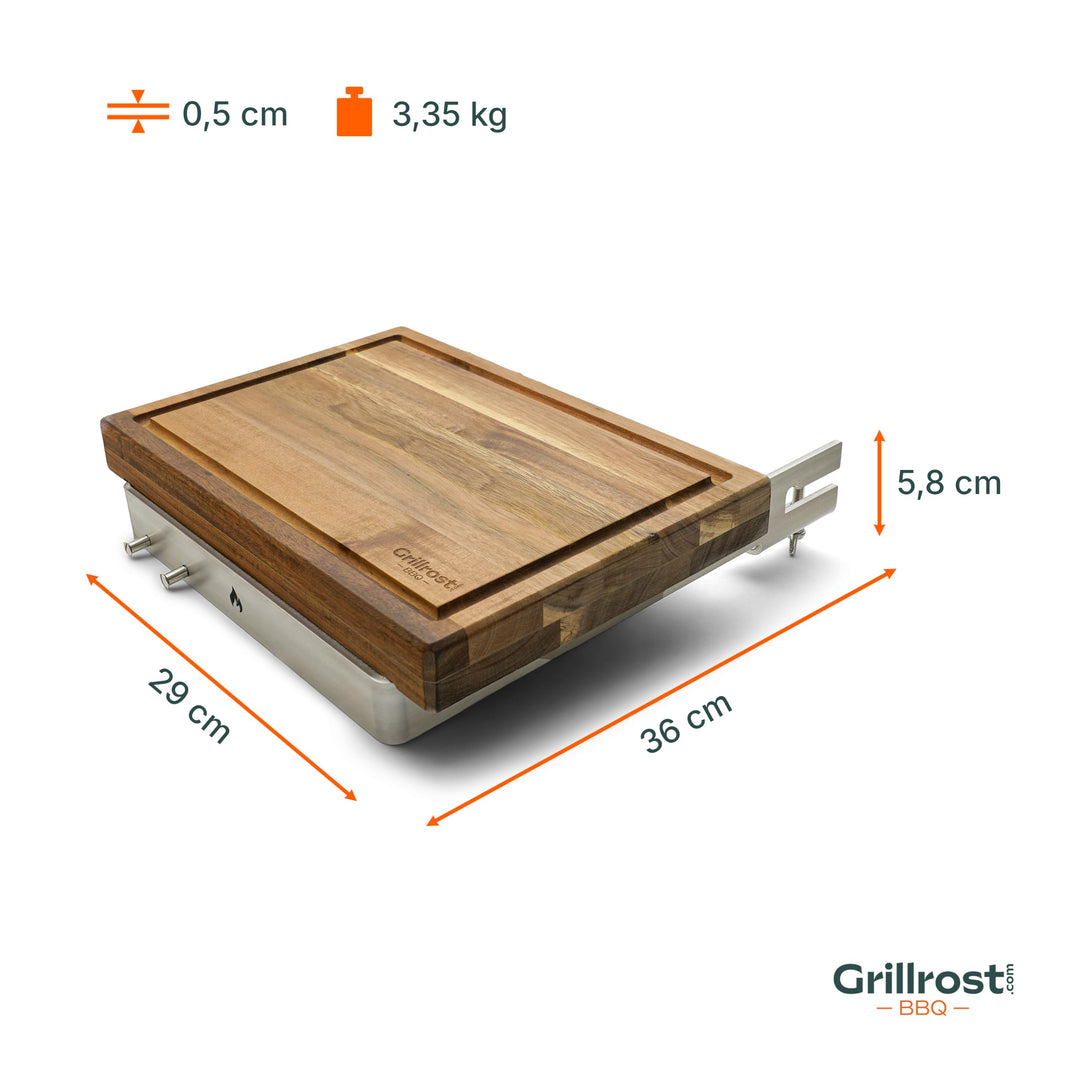 Bretthalter Feuerplatte Akazienholz &amp; Edelstahl 4–12 mm Stärke - Bild 5