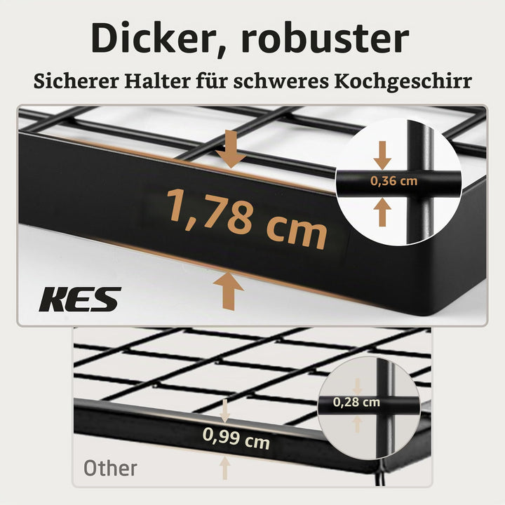 Wandregal Küche Doppel-Pfannenhalter 75cm matt schwarz 12 Haken - Bild 4