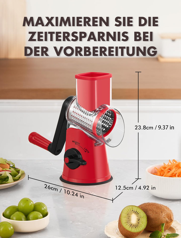 Trommelreibe mit Kurbel 5-in-1 für Käse Gemüse Nüsse Eis - Bild 8