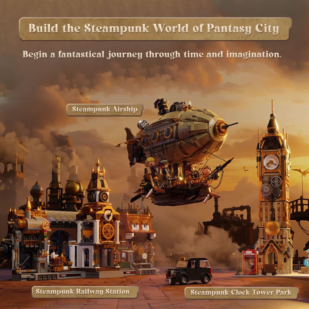 Steampunk Luftschiff Bausatz Zeppelin mit Zahnrad-Mechanik 378×321×340mm - Bild 5