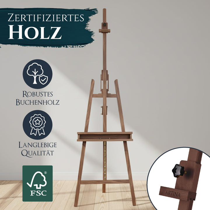 Holzstaffelei Buche gross für Leinwände bis 120 cm höhenverstellbar - Bild 4