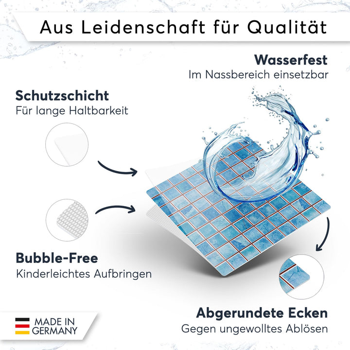Fliesensticker Mosaik Blau Vinyl selbstklebend 20x25 cm 48er-Set - Bild 4