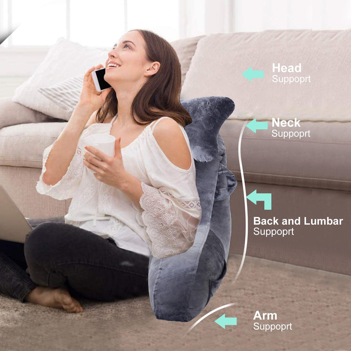 Lesekissen mit Armlehnen und Seitentasche für Bett und Sofa Dunkelgrau - Bild 4