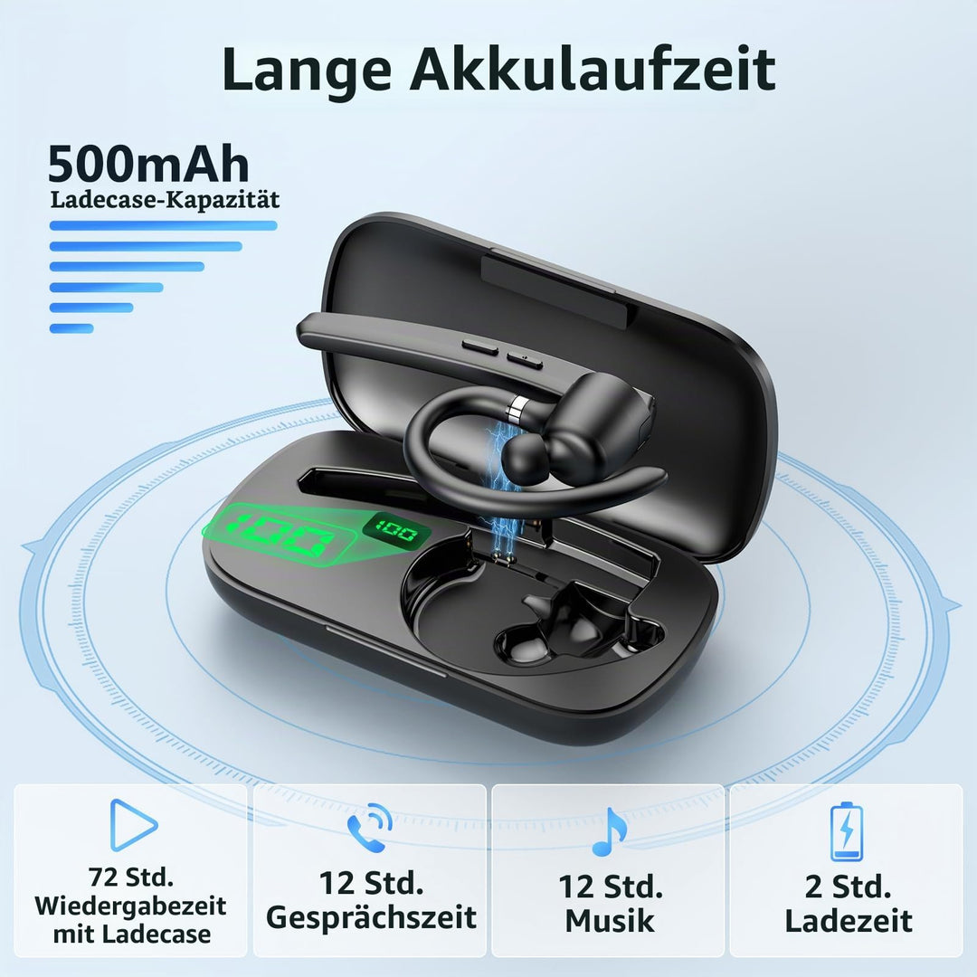 Bluetooth Headset Mono 72h Akkulaufzeit mit Ladecase USB-C - Bild 2