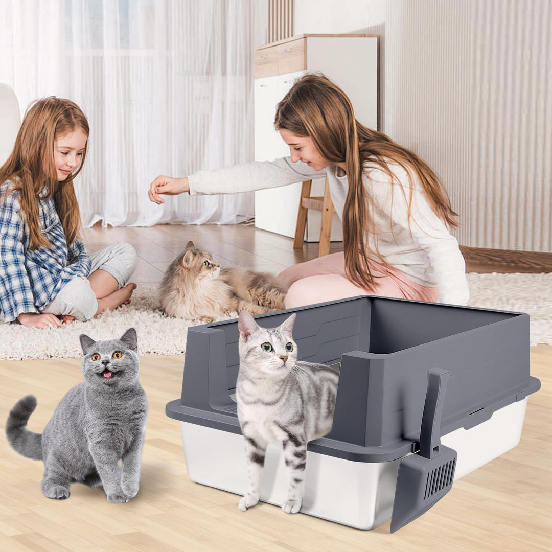 Katzenklo Edelstahl XXXL 70x50x30cm mit hohem Rand für grosse Katzen - Bild 7