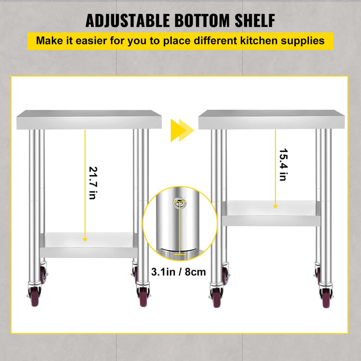 Edelstahl Arbeitstisch 61x46 cm rollbar mit Ablage 100 kg - Bild 6
