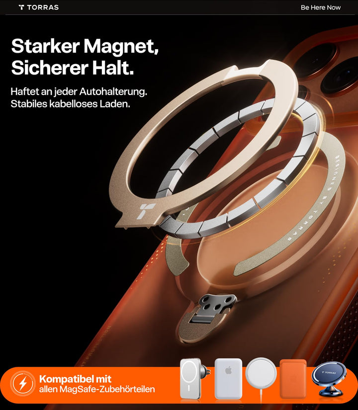 Handyhülle iPhone 17 Pro Max Airbag Matt Orange mit Magnetring - Bild 5
