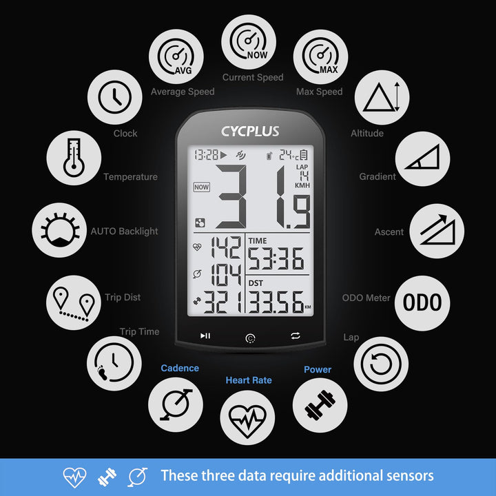 GPS Fahrradcomputer 2,9 Zoll mit Geschwindigkeits- &amp; Kadenzsensor Set - Bild 4