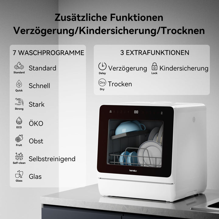 Tischgeschirrspüler 5 Gedecke 7+3 Programme mit Heisslufttrocknung - Bild 3