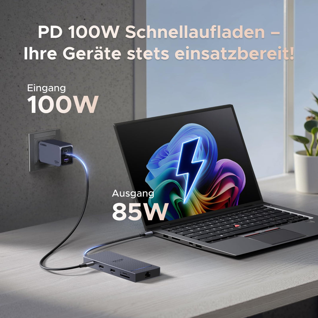 USB-C Docking Station Dual HDMI 4K@60Hz 10Gbps 100W PD - Bild 7