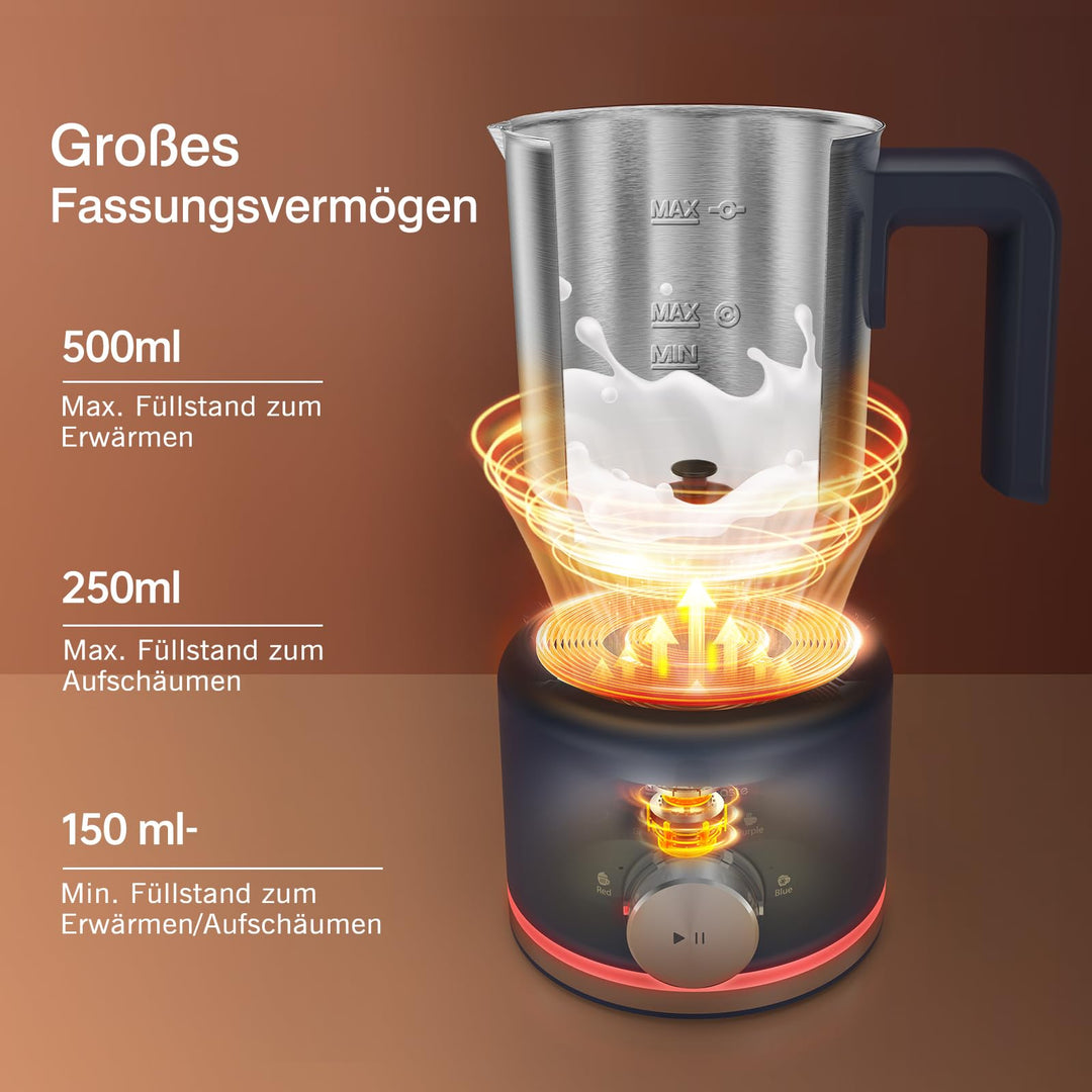 Milchaufschäumer elektrisch 4-in-1 Edelstahl 500ml Blau - Bild 2