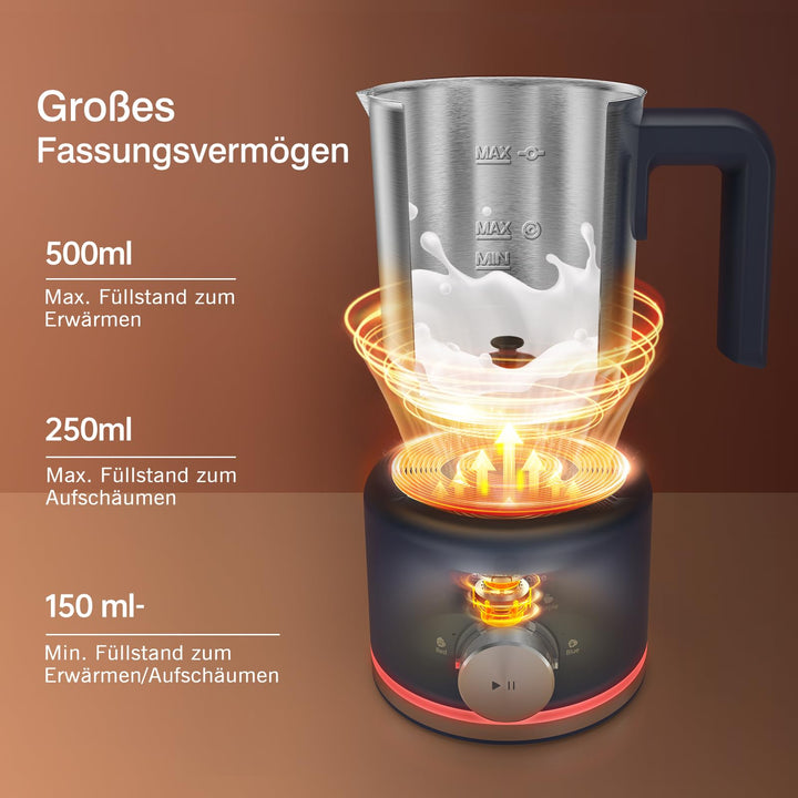 Milchaufschäumer elektrisch 4-in-1 Edelstahl 500ml Blau - Bild 2