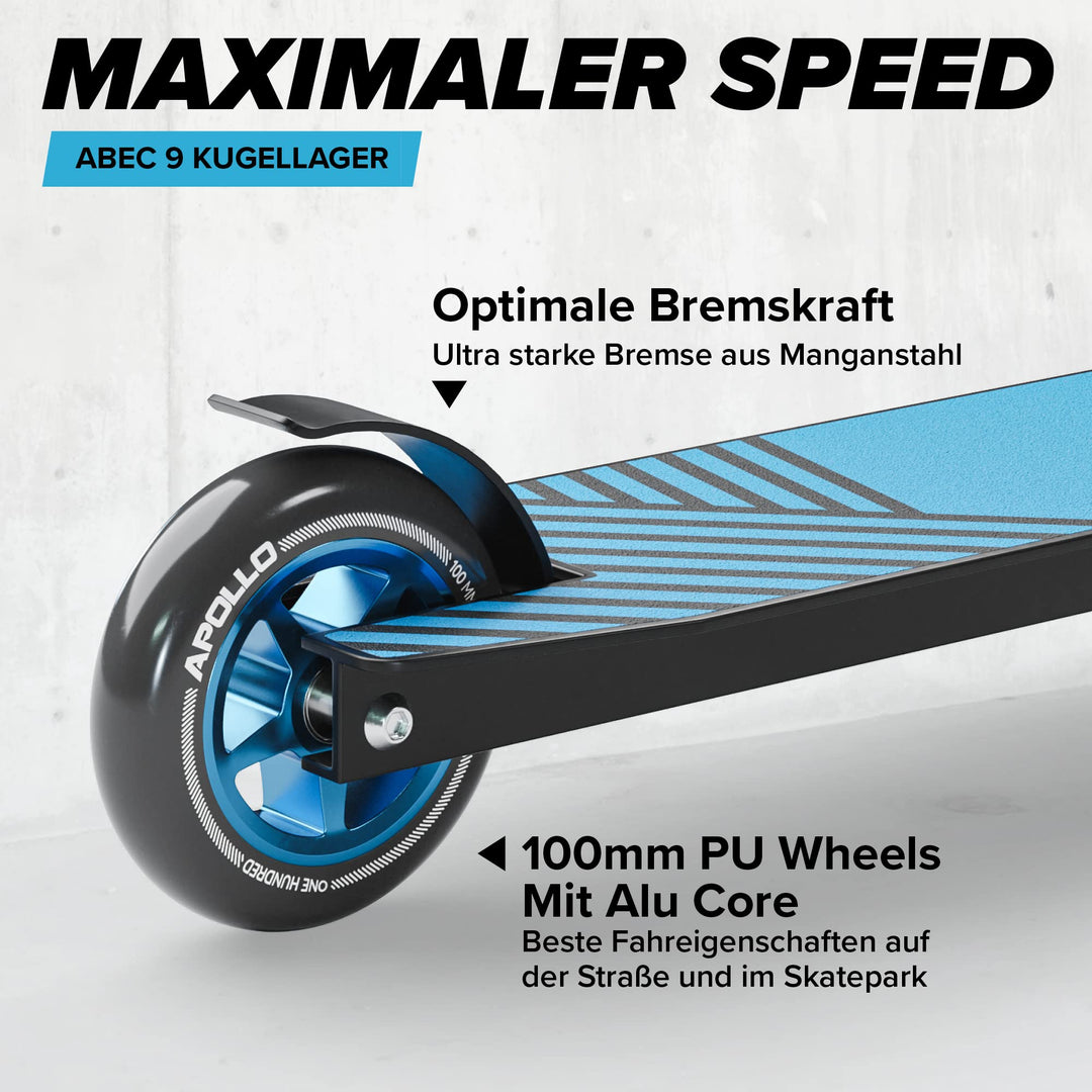 Stunt Scooter Aluminium 100mm Rollen ABEC-9 ab 6 Jahre Schwarz/Blau - Bild 5