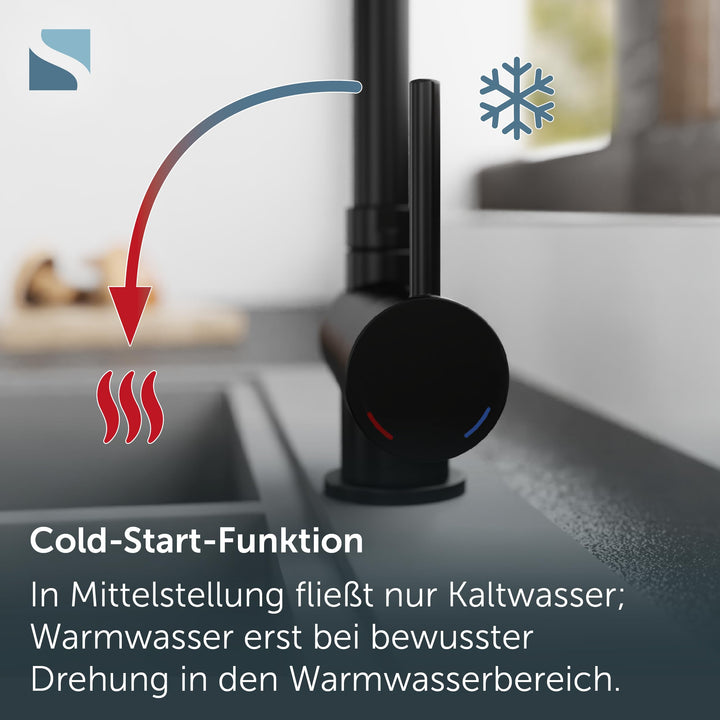 Küchenarmatur Unterfenster Schwarz umklappbar 360° schwenkbar - Bild 7