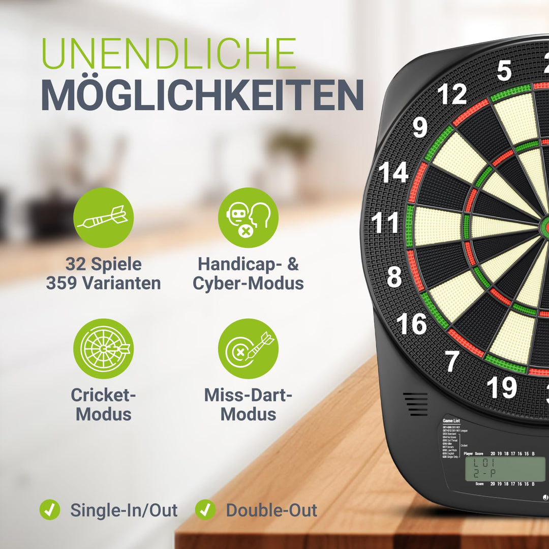 Elektronische Dartscheibe 32 Spiele 359 Varianten mit 18 Pfeilen - Bild 5