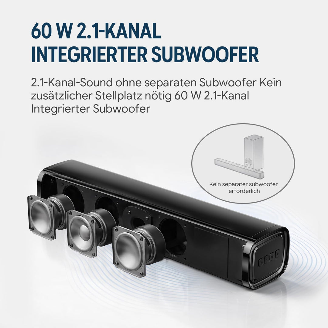 Mini-Soundbar 2.1 mit integriertem Subwoofer 40,5 cm für TV und PC - Bild 4