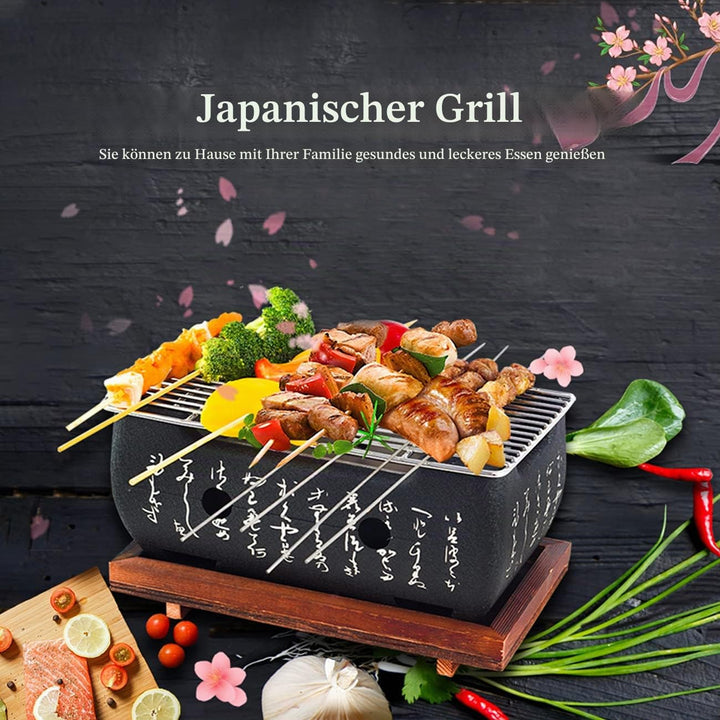 Tischgrill Yakiniku Aluminium mit Edelstahlrost 24x12,5 cm Holzkohle - Bild 2