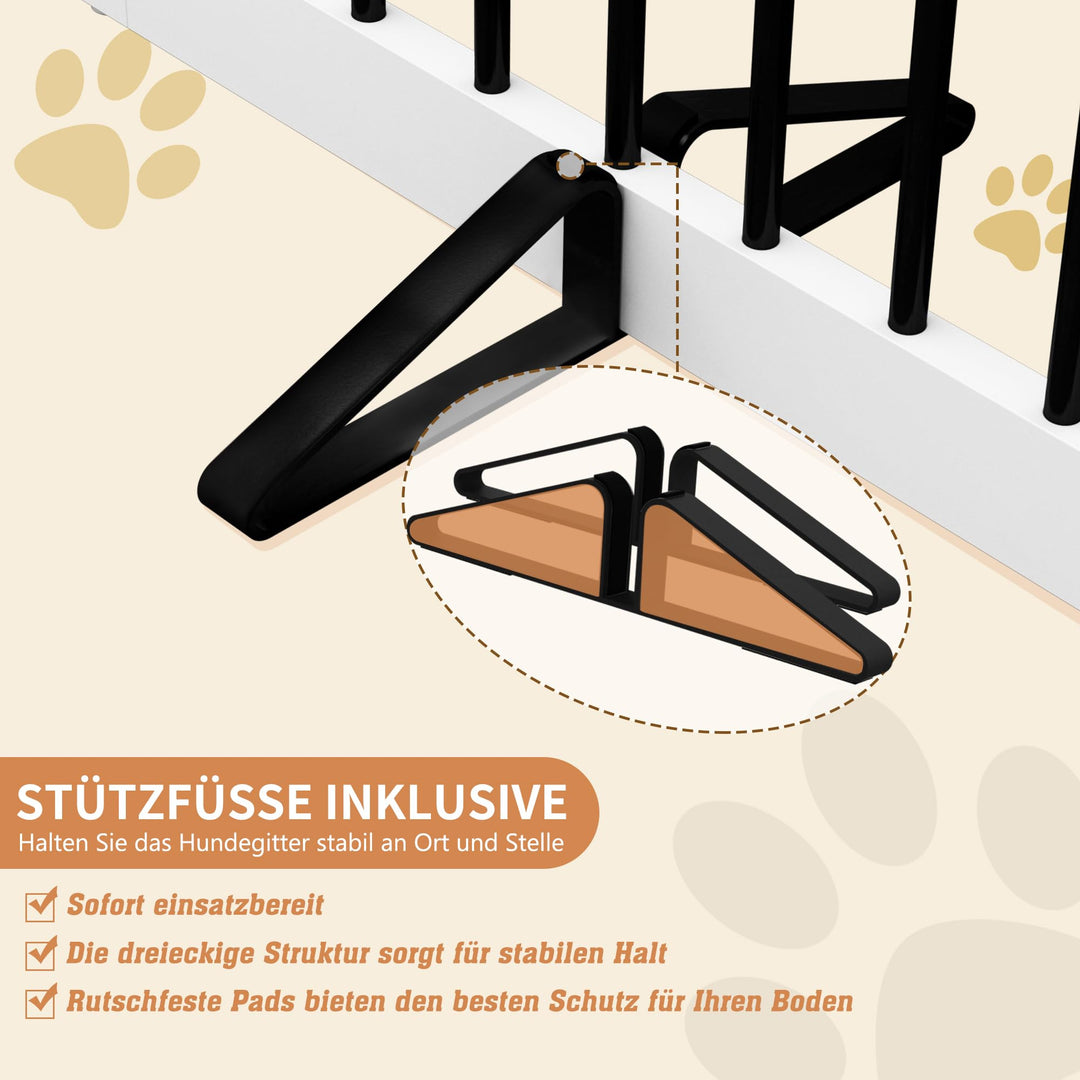 Hundeabsperrgitter Holz faltbar 2 Paneele freistehend Weiss - Bild 5