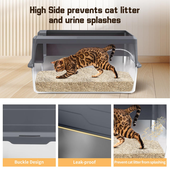 Katzenklo Edelstahl XXXL 70x50x30cm mit hohem Rand für grosse Katzen - Bild 3