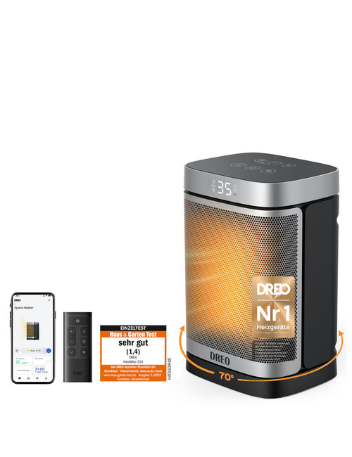 Heizlüfter PTC-Keramik 1500W mit WLAN, Alexa & 70° Oszillation