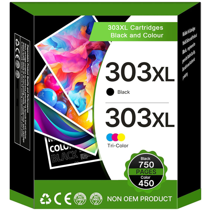 Druckerpatronen 303XL Multipack Schwarz + Farbe für HP Envy