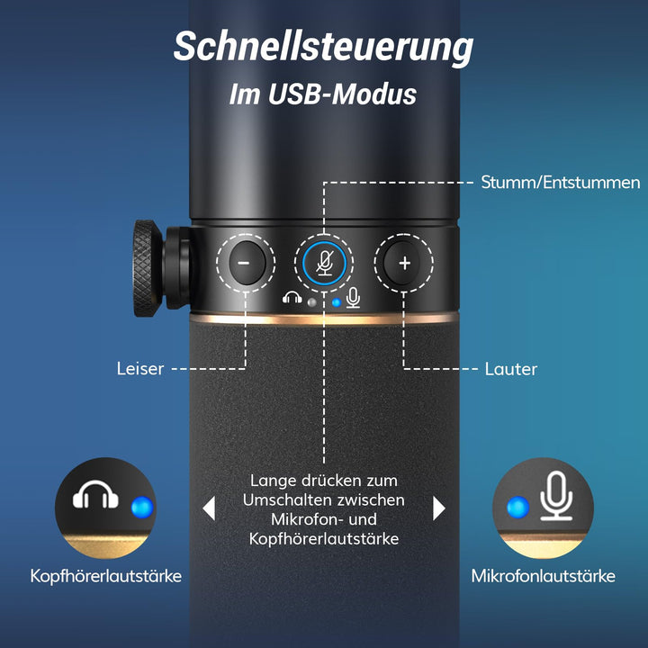 Dynamisches USB/XLR Mikrofon Set mit Gelenkarm für Podcast - Bild 5