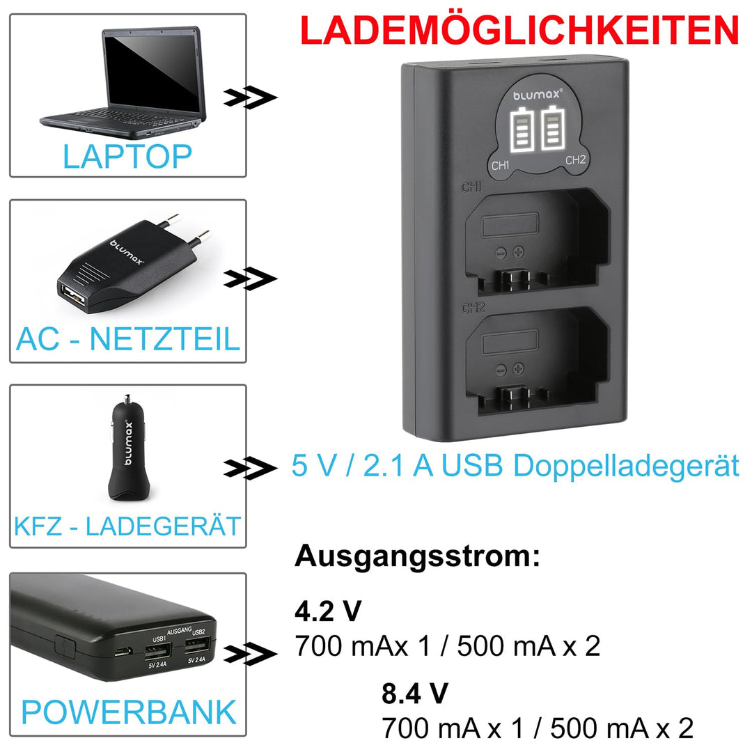 Kamera-Akku Set LP-E6NH 2250mAh mit Dual-Ladegerät für Canon EOS - Bild 5