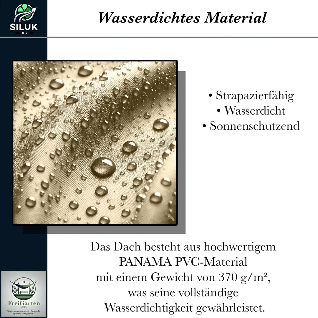 Ersatzdach Pavillon 3x3m Panama PVC Soft 370g/m² wasserabweisend Beige - Bild 9