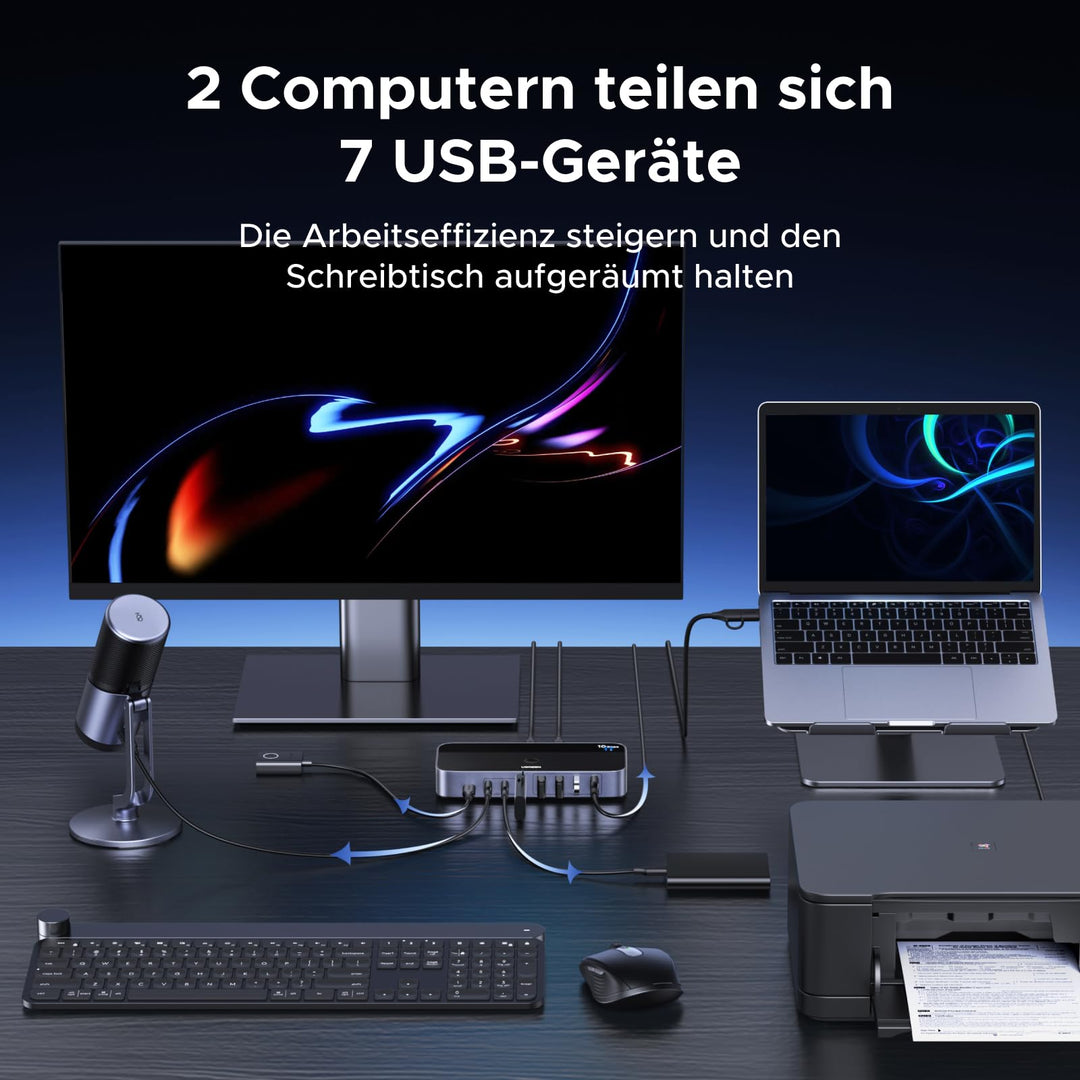 USB Switch 2 PC auf 7 Geräte USB 3.2 Gen2 10Gbps Plug &amp; Play - Bild 3