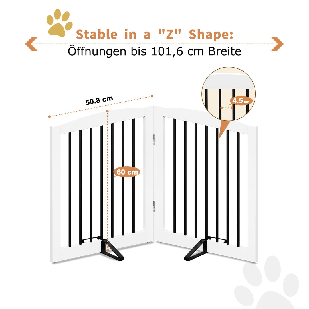 Hundeabsperrgitter Holz faltbar 2 Paneele freistehend Weiss - Bild 4
