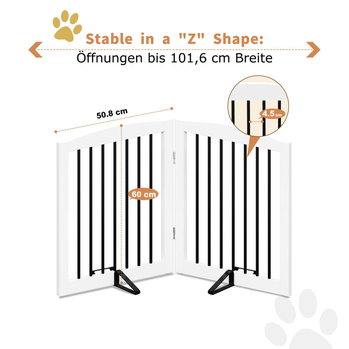Hundeabsperrgitter Holz faltbar 2 Paneele freistehend Weiss - Bild 4