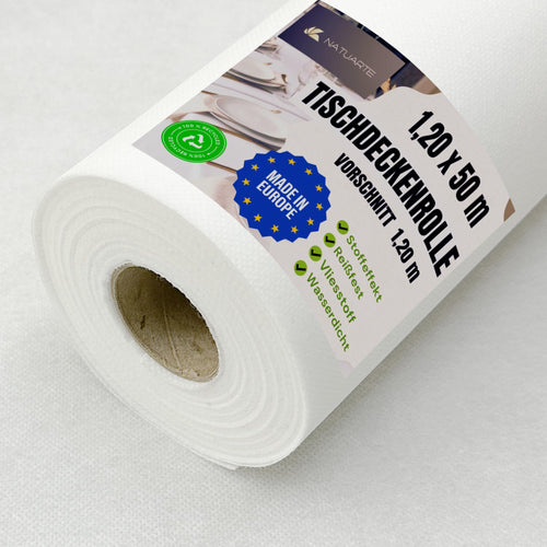 Tischdeckenrolle Vlies Weiss 1,18 m x 50 m mit Vorschnitt alle 1,20 m