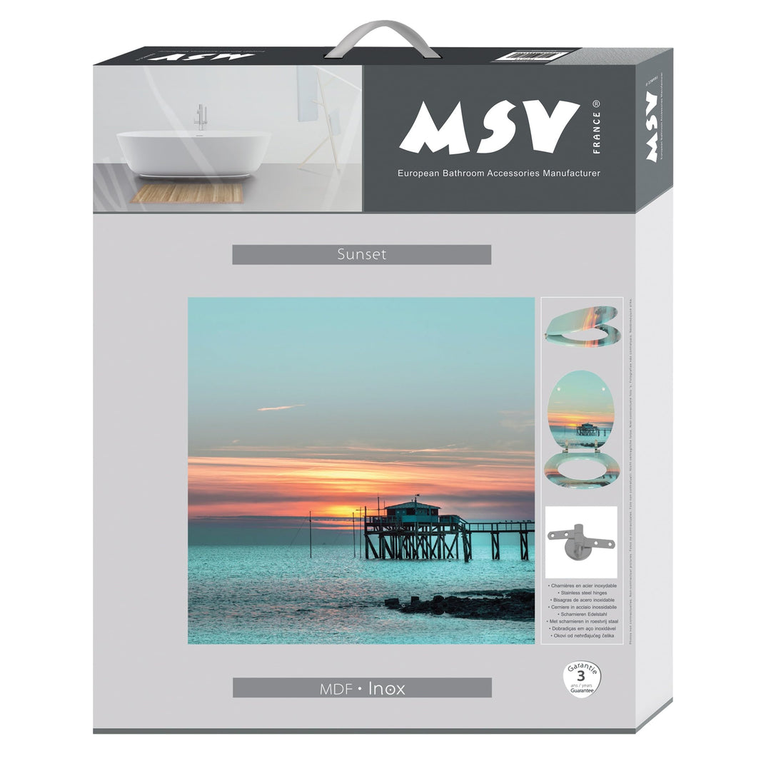 WC-Sitz MDF mit Edelstahl-Scharnieren Sunset-Design bunt - Bild 4