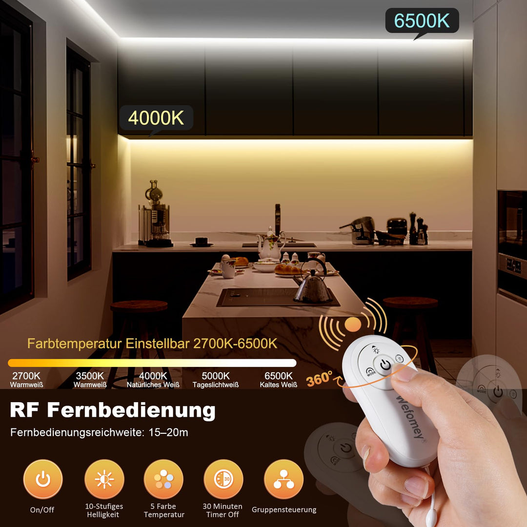 COB LED Streifen 10m dimmbar 2700K-6500K mit App und Fernbedienung - Bild 3