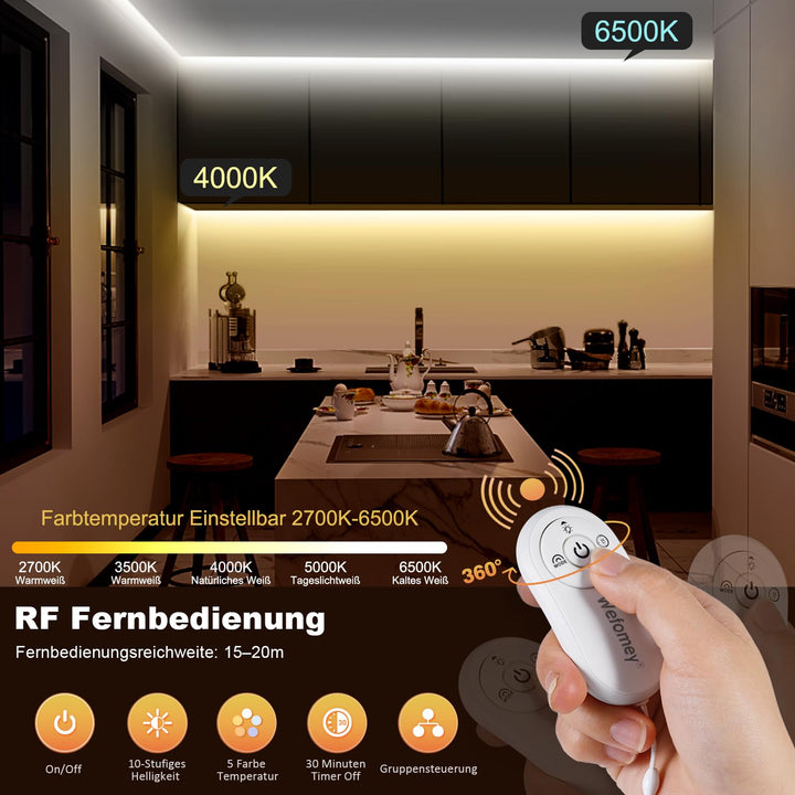 COB LED Streifen 10m dimmbar 2700K-6500K mit App und Fernbedienung - Bild 3