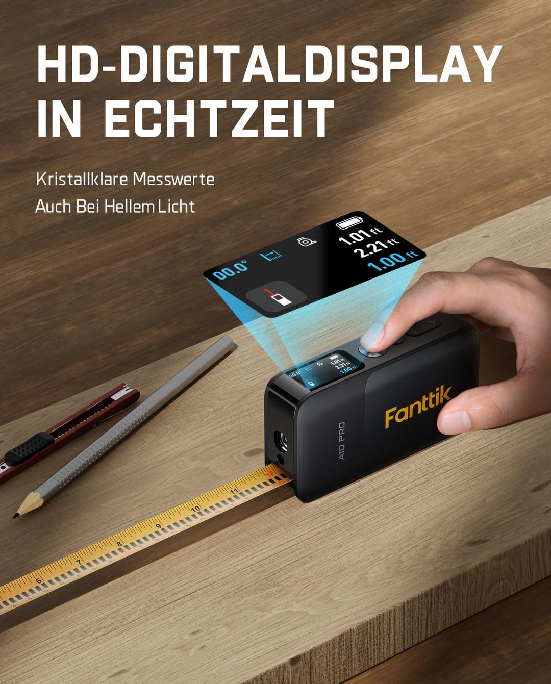 Laser-Entfernungsmesser 2-in-1 mit Massband 50m IPS-Display - Bild 3