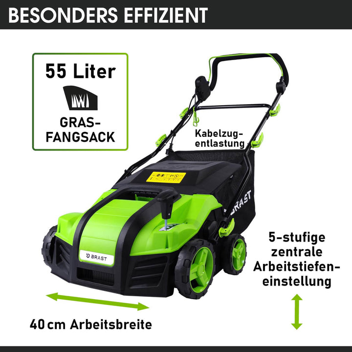 Elektro-Vertikutierer 2-in-1 mit Rasenlüfter 2000 W 40 cm Arbeitsbreite - Bild 3