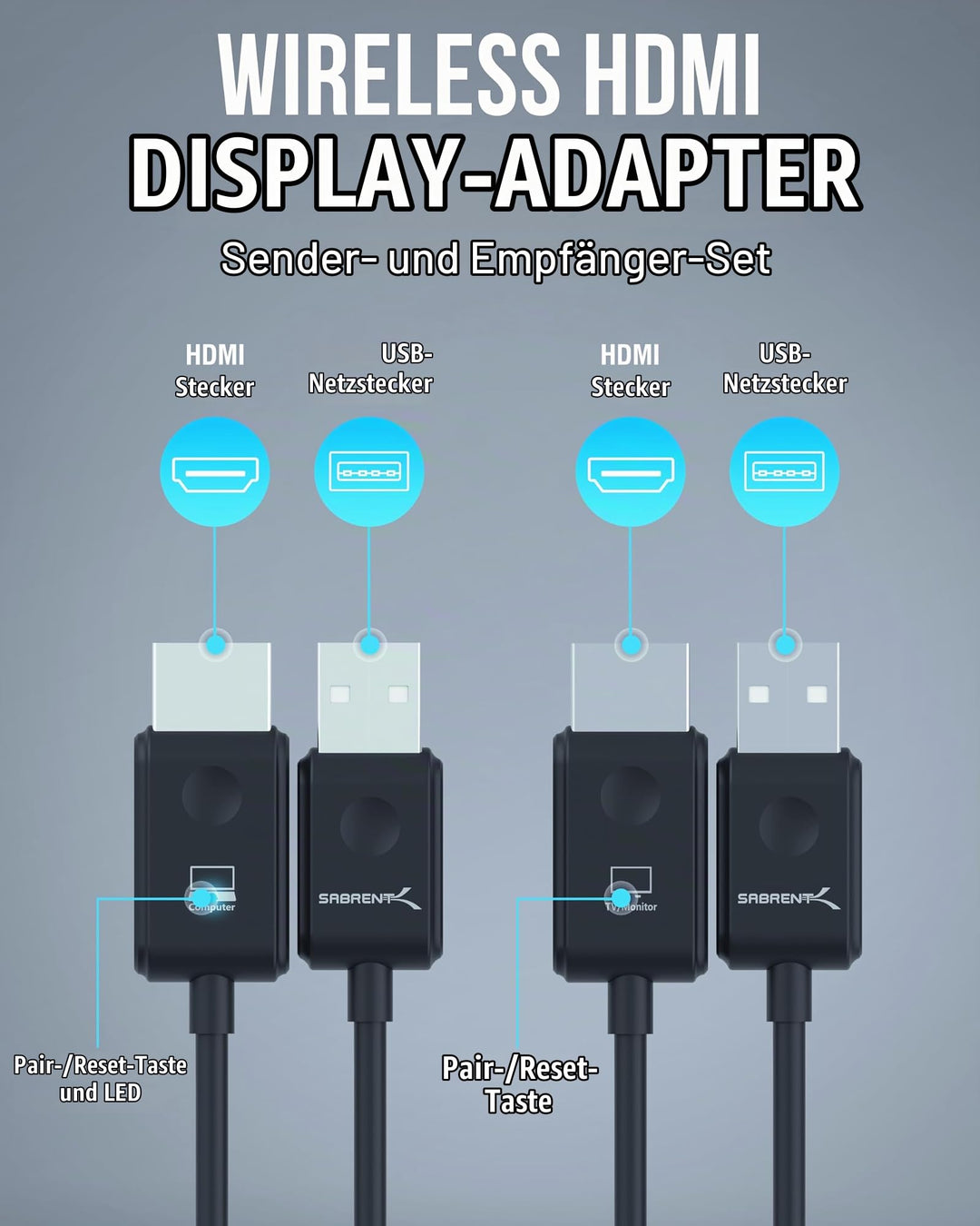Wireless HDMI Set Transmitter &amp; Receiver 1080p@60Hz kabellos - Bild 10
