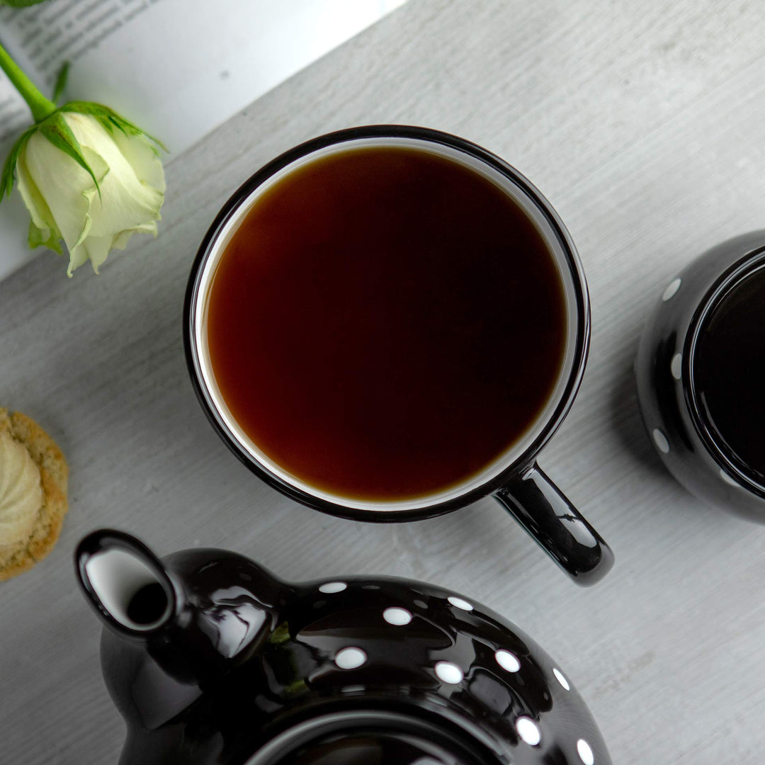 Keramik Tasse XXL 500 ml Schwarz Weiss Polka Dots handgemacht - Bild 3