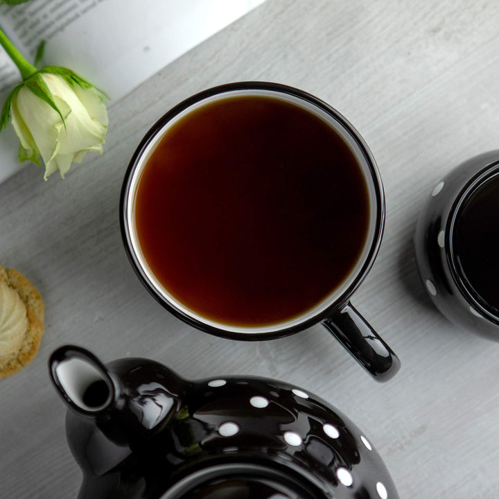 Keramik Tasse XXL 500 ml Schwarz Weiss Polka Dots handgemacht - Bild 3