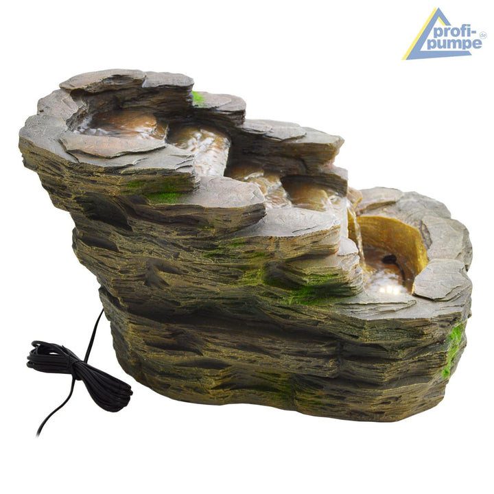 Gartenbrunnen Stein-Kaskade Polyresin mit LED Indoor &amp; Outdoor 58x42x37cm - Bild 3