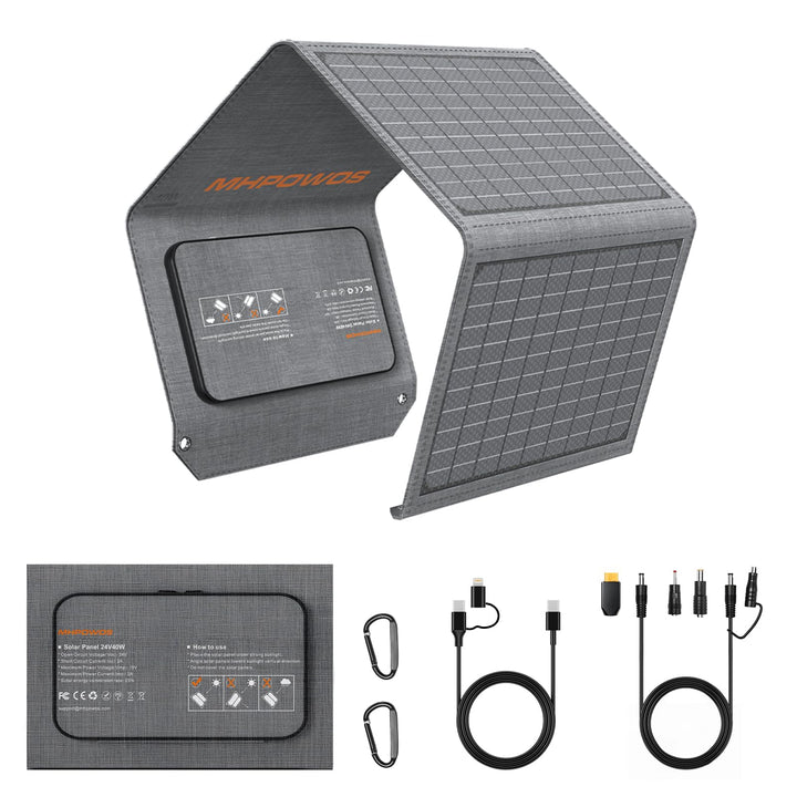 Faltbares Solarpanel 40W ETFE monokristallin mit 3 Anschlüssen