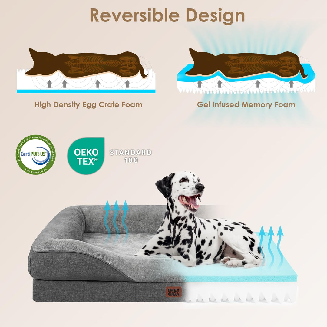 Orthopädisches Hundebett mit 4 Rändern Memory Foam 104x68cm Grau - Bild 3