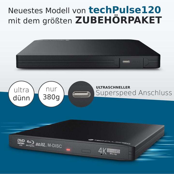 Externes Blu-ray DVD CD Laufwerk USB 3.0/USB-C UHD 4K/8K Brenner - Bild 2
