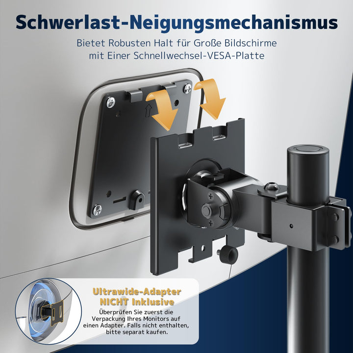 Vertikale Monitor Halterung 2 Bildschirme 17-49 Zoll höhenverstellbar VESA - Bild 6
