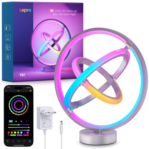 Smart Tischlampe RGB+IC dimmbar mit KI-Sprachsteuerung & App