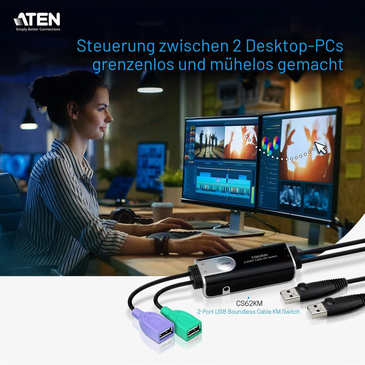 KM Switch 2-Port USB Boundless Switching ohne Netzteil - Bild 3