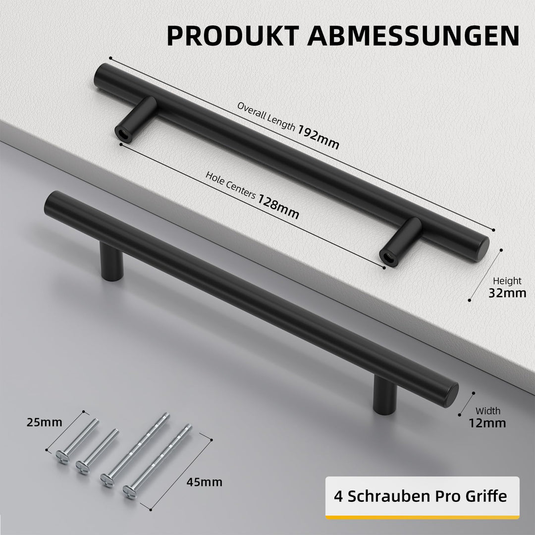 Möbelgriff Schwarz Edelstahl 128mm Lochabstand 25er-Set - Bild 3