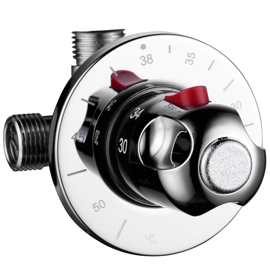 Thermostatisches Mischventil G1/2" Messing 3-Wege für Dusche Chrom - Bild 2